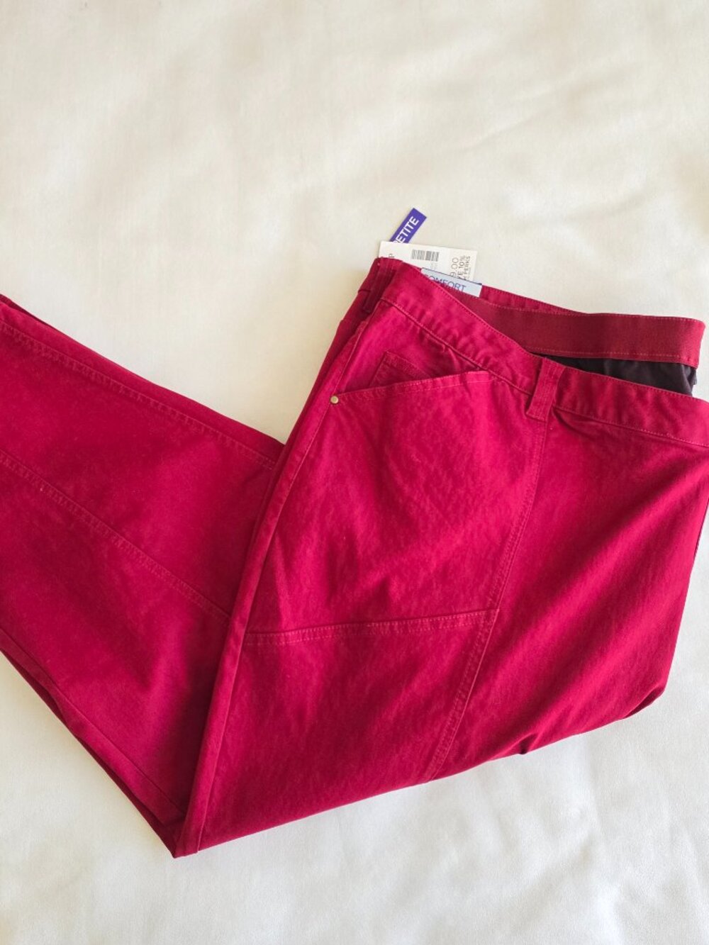Catherines Plus Size 4XWP Comfort Waist 24.5 Inch Inseam Red Pants Pockets NWT a
